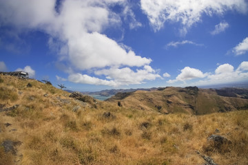 Beautiful scenery from Christchurch Gondola Station at the top of Port Hills, Christchurch, Canterbury, New Zealand.