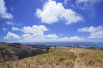 Beautiful scenery from Christchurch Gondola Station at the top of Port Hills, Christchurch, Canterbury, New Zealand.