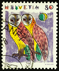 Barn Owl on postage stamp