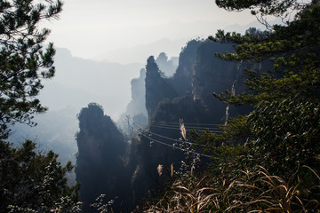 Tourist cableway at national park Zhangjiajie