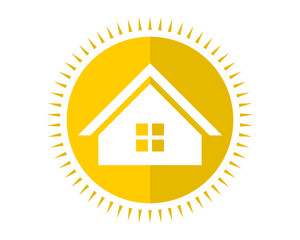 circle yellow house housing home residence residential residency real estate image vector icon