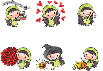 cartoon girl set