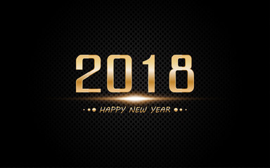 2018 New Year background with gold clock
