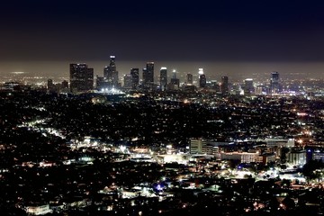 Obraz premium Downtown Los Angeles Skyline at Night 