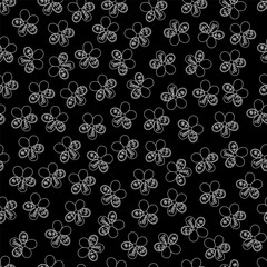 Decorative flowers black pattern  Seamless