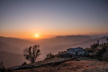 Sun set view from a hilltop