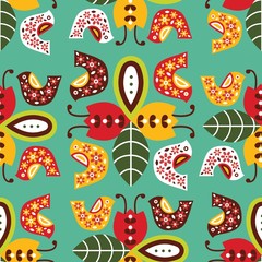 Folk seamless pattern in scandinavian style
