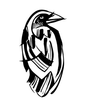 Raven ink vector illustration