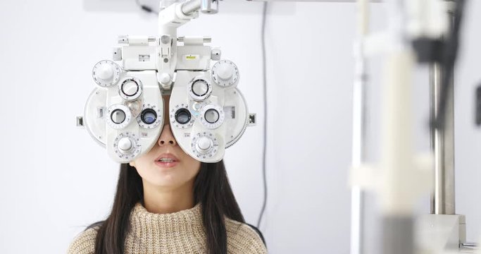 Young Woman doing eye test