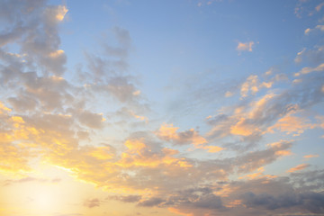 Abstract sunset sky with clouds nature background