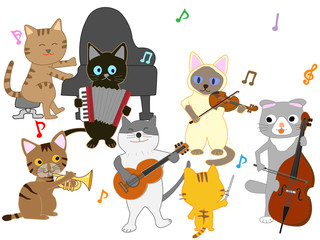 Obraz na płótnie Canvas 猫のコンサート