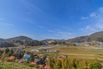 Naklejka premium 春の長谷堂城址からみた風景