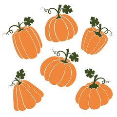 Pumpkins set. Silhouette on white background. Vector illustration