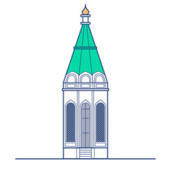 Church building outline illustration isolated on white background. Religion symbol