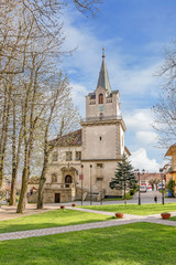 NOWY WISNICZ, POLAND - APRIL 09, 2017: Town hall building