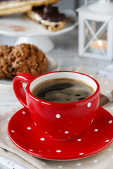 Cup of coffee and cookies