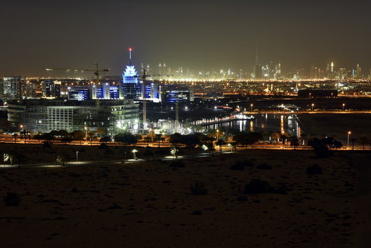 Dubai Skyline from Dubai Silicon Oasis area, Dubai, United Arab Emirates