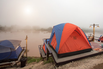 Camping on the  Lake. Tent Camping on the Campsite