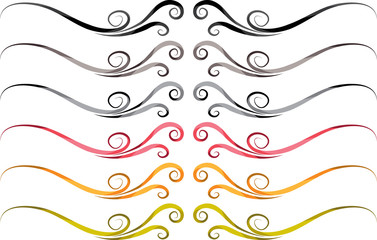 Calligraphic decorative elements with lines