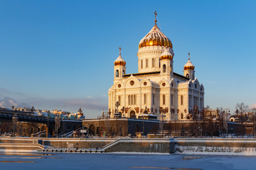 Cathedral of Christ the Saviour in Moscow. View from Bersenevskaya embankment
