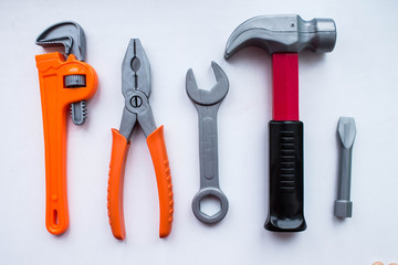 A set of plastic children's instruments for games