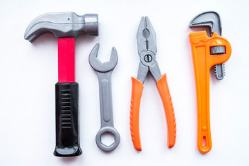 A set of plastic children's instruments for games