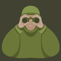 soldier with binoculars vector illustration flat style  front