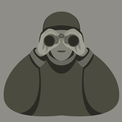 soldier with binoculars vector illustration flat style  front
