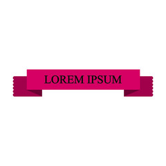 Beautiful colored ribbon. Realistic Ribbon with inscription: Lorem ipsum