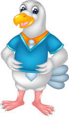 cute dove cartoon standing with smile