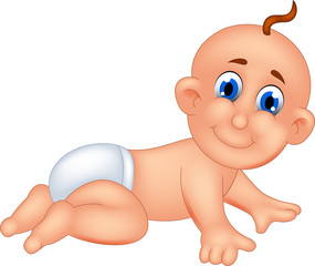 cute baby cartoon crawl with smile 