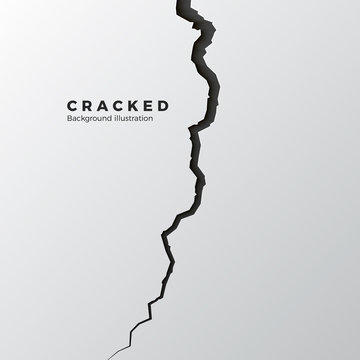 Surface cracked ground. Sketch crack texture. Split terrain after earthquake. Vector illustration