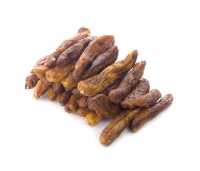 dried bananas (honey baked bananas) on white background, Thai preserved food