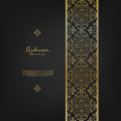 Arabesque abstract classic gold background border vector