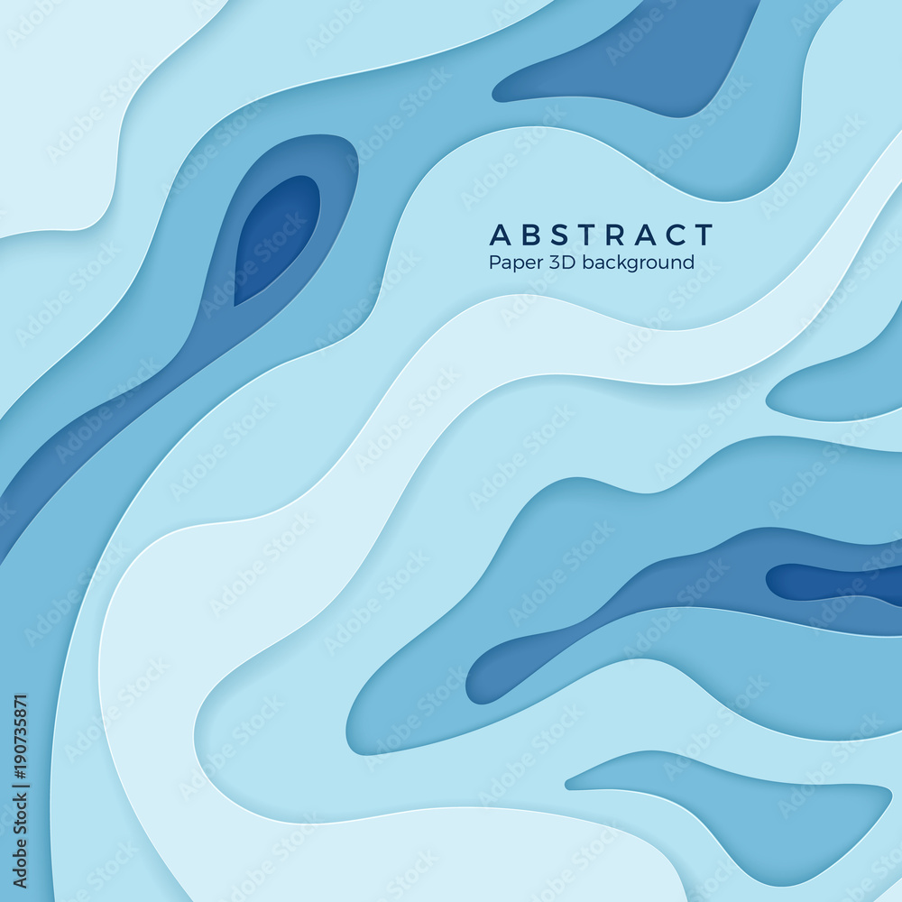 Poster abstract wavy paper 3d diffusive level element for design banner, poster and brochure. 3d papercut d