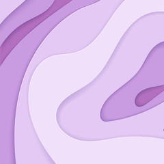 3D abstract purple background with paper cut shapes. Design layout for business and elements posters. Colorful carving art. Paper frame backdrop. Vector illustration