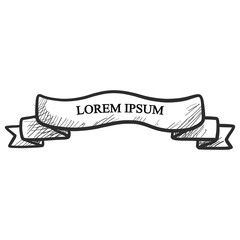Beautiful colored ribbon. Realistic Ribbon with inscription: Lorem ipsum