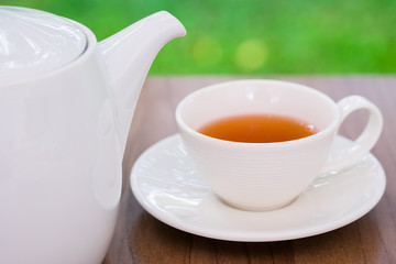 Tea on Green Background