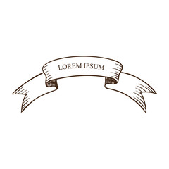 Beautiful colored ribbon. Realistic Ribbon with inscription: Lorem ipsum