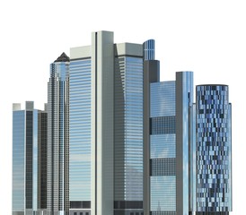 Skyscrapers 3D Illustration isolated on white background