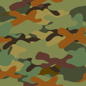 Seamless pattern. Texture uniform military camouflage army. Woodland. Vector