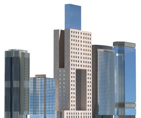 Skyscrapers 3D Illustration isolated on white background