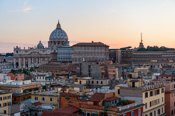 Fototapeta na wymiar View of Rome's roofs and Dome of St. Peter's Basilica, Italy, Rome, Vatican