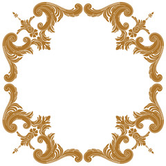 Golden vintage border frame engraving with retro ornament pattern in antique baroque style decorative design. Vector