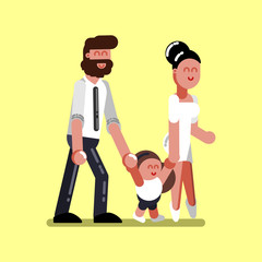 Young family with girl