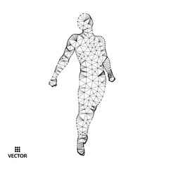 Business, freedom or happiness concept. 3D model of man. Vector illustration.