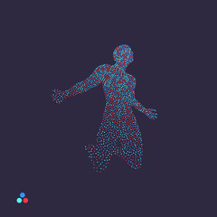 Man who prays. Dotted silhouette of person. Vector illustration.