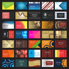 Large Set of Variously Styled, Patterned and Colored Abstract Business Card Templates