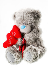 teddy bear for valentine's day isolated whate background