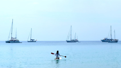 woman surfboard in the sea